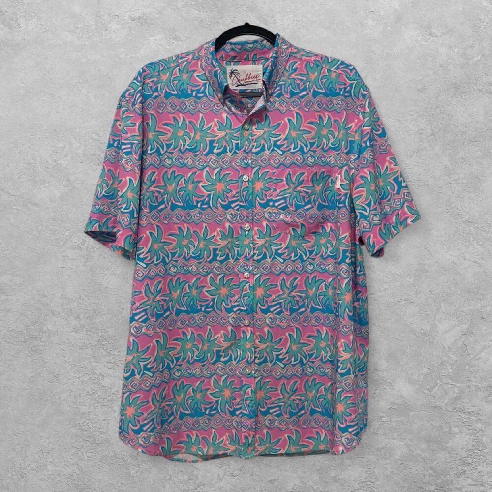 Chubbies Here For A Good Time Shirt XL Pink Palm Tree Print Hawaiian